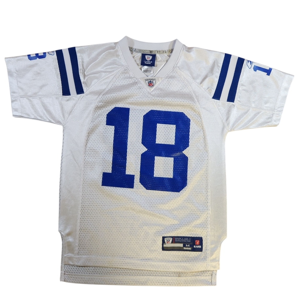 Peyton Manning Reebok On Field Youth Boys M Indianapolis Colts NFL White Jersey